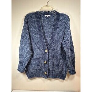 Ultra Flirt Sweater Women Size S Blue Knit Cardigan W/Buttons & Pockets